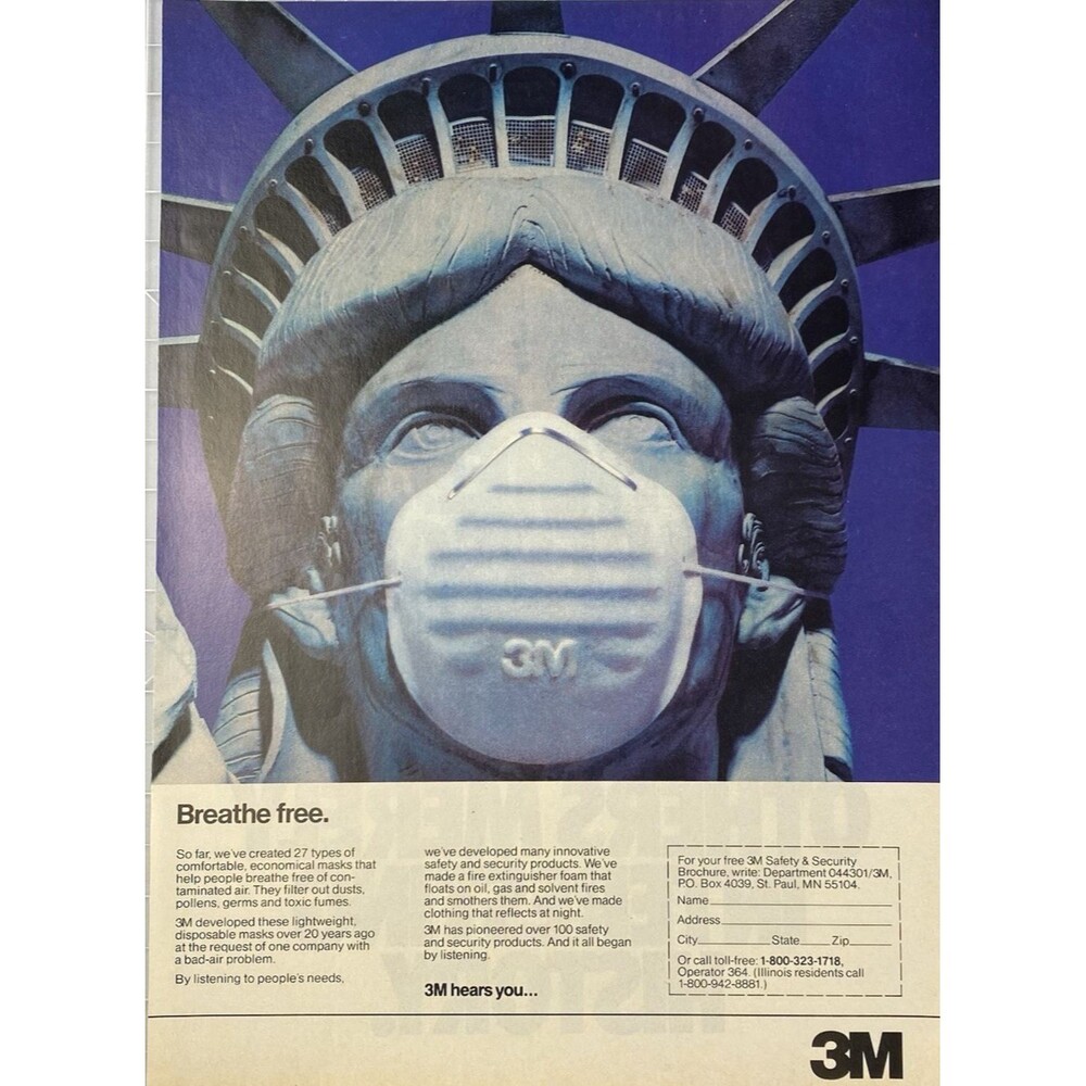 3M Masks "27 types-Free Safety & Security Brochure" Vintage Print Ad 1983